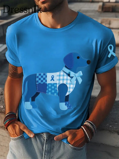 Männer Prostata krebs Dackel T Shirts blau / S