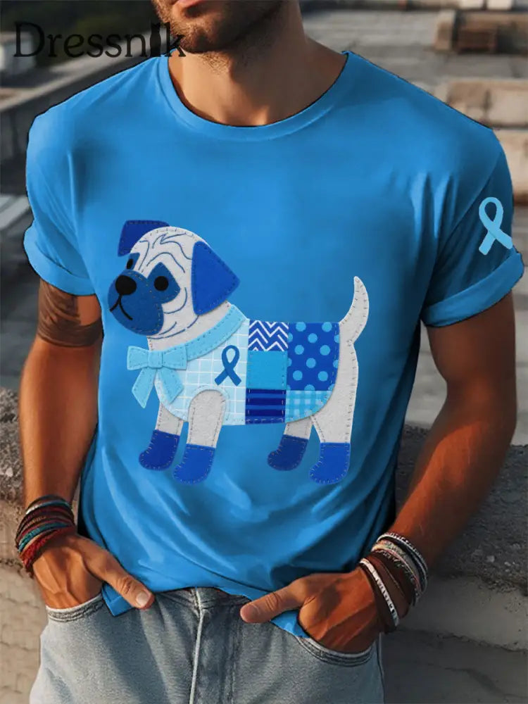 Männer Prostata krebs Dackel T Shirts blau / S