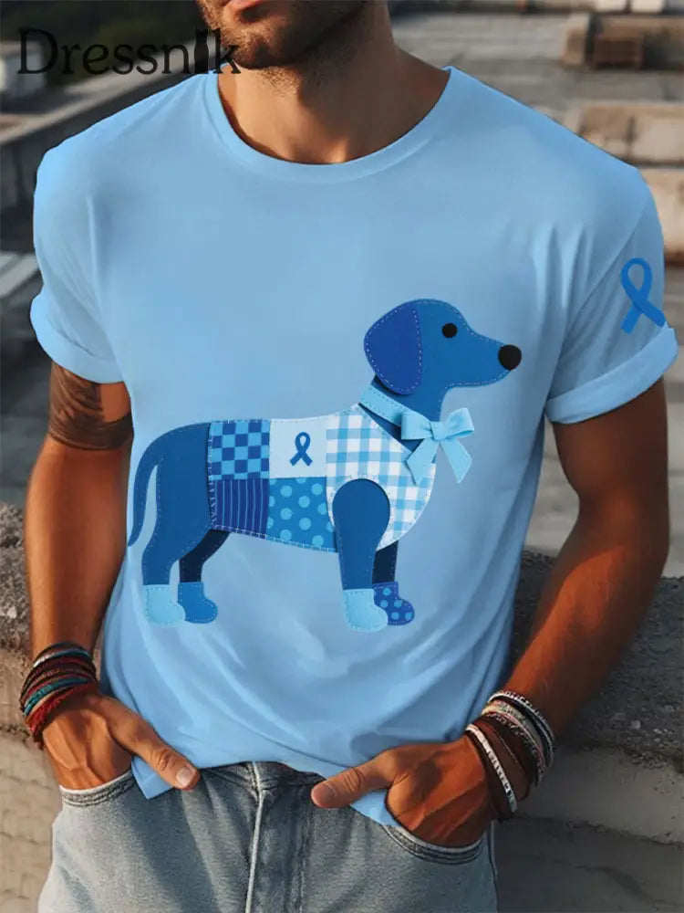 Männer Prostata krebs Dackel T Shirts hellblau / S