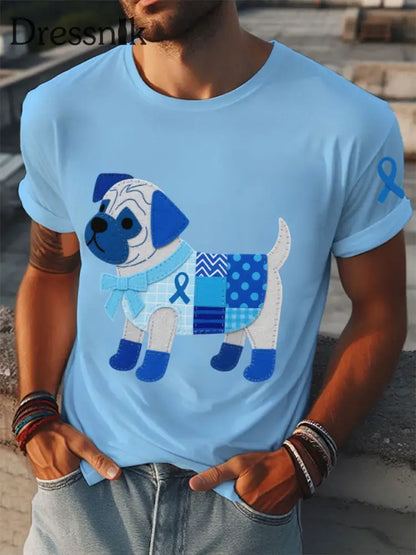 Männer Prostata krebs Dackel T Shirts hellblau / S