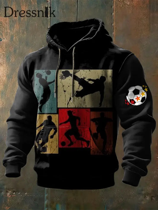 Männer Retro Fußball Silhouette Deutschland Thema Hoodie mehrfarbig / S