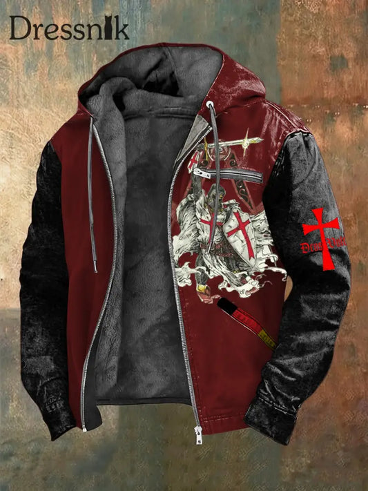 Männer rot und schwarz Farbe-Block Iron Cross Legion Soldat Jacke mehrfarbig / S