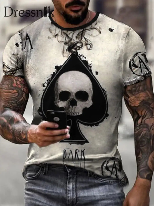 Männer Schädel Poker Spaten A Print T-Shirts als bild / S