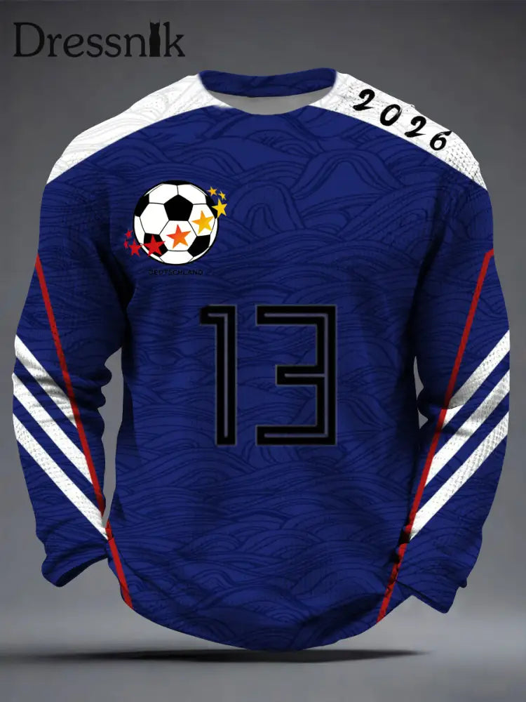 Männer schlank 2026 Deutschland Fußball Nummer 13 Grafik T-Shirt mehrfarbig / S