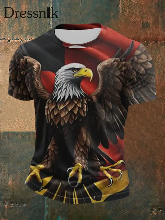 Männer schwarz rot und gelb bedruckt kurzärmliges Hemd Schwarz / S