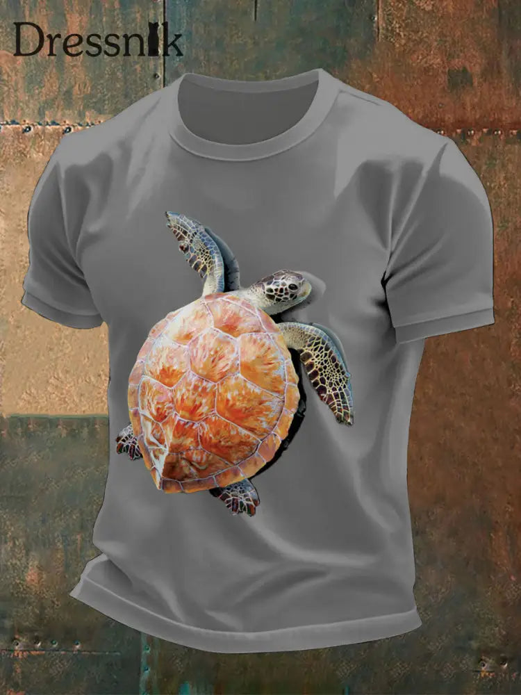 Männer Spaß Schildkröte Print T-Shirts Grau / S