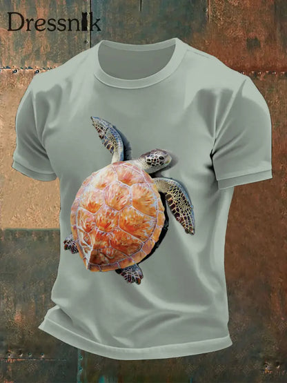 Männer Spaß Schildkröte Print T-Shirts Hellgrün / S