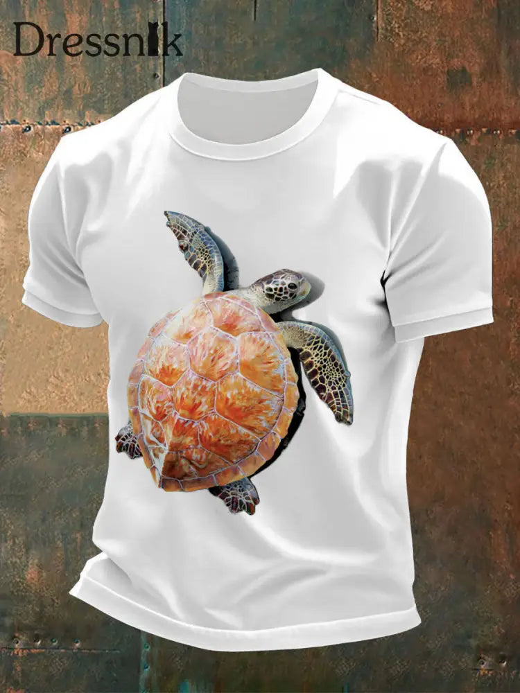 Männer Spaß Schildkröte Print T-Shirts Weiß / S