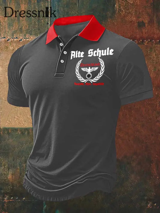 Männer Ulte Schule Print Polo Hals Kurzarm T-Shirt bunt / S