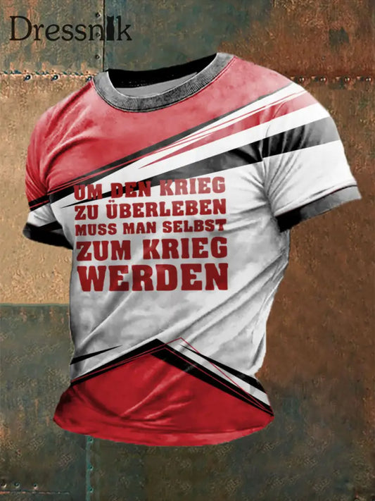 Männer Um den Krieg zu überleben bedrucktes Kurzarm-T-Shirt als bild / S