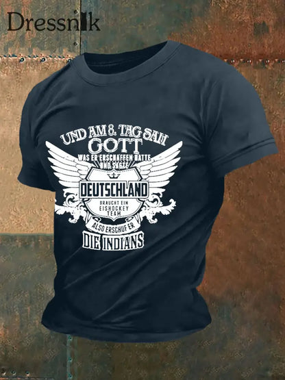 Männer Und Am 8. Tag Sah Gott Was Erschaffen Hatte Und Sage Die Deutschland Braucht Kurzarm-T-Shirt Marineblau / S