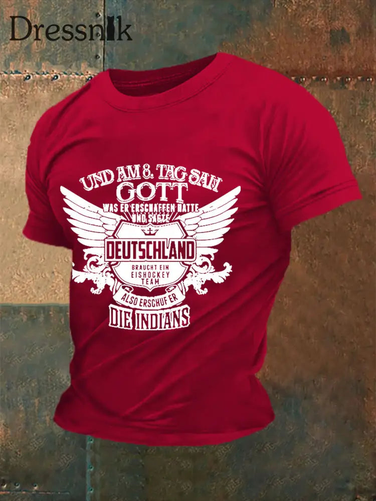 Männer Und Am 8. Tag Sah Gott Was Erschaffen Hatte Und Sage Die Deutschland Braucht Kurzarm-T-Shirt Tiefrot / S