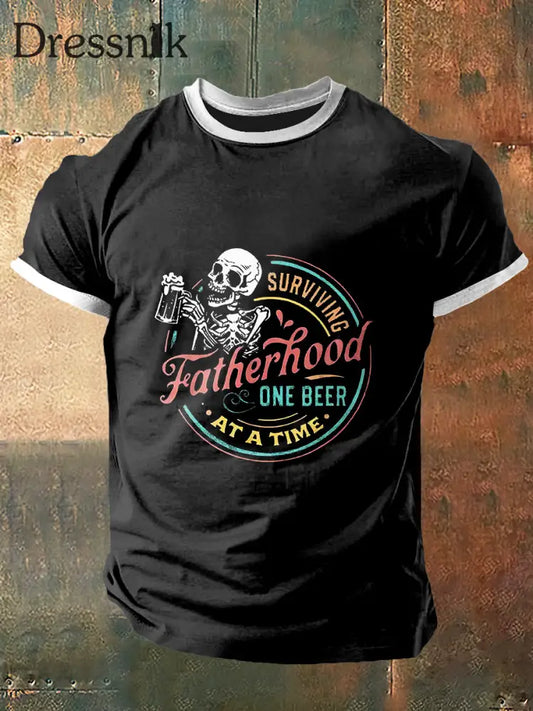 Männer Vaterschaft Druck Vintage Mode Kurzarm T-Shirt Schwarz / S