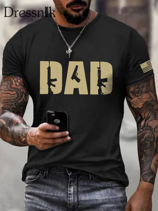 Männer Vatertag inspirierte Print Kurzarm T-Shirt Schwarz / S