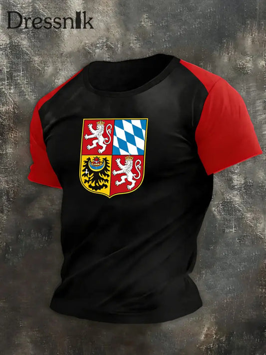 Männer vibrierendes bayerisches Staats Crest Raglan T-Shirt mehrfarbig / S