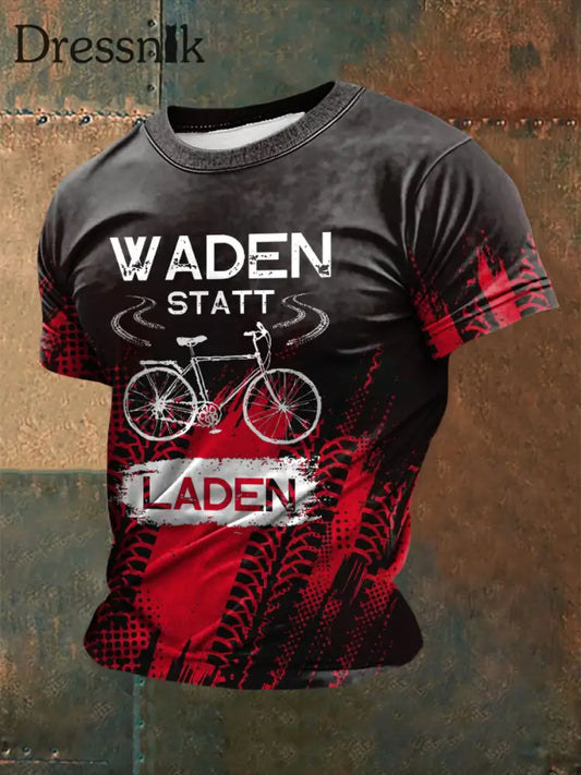 Männer Waden statt Laden bedrucktes Kurzarm-T-Shirt als bild / S