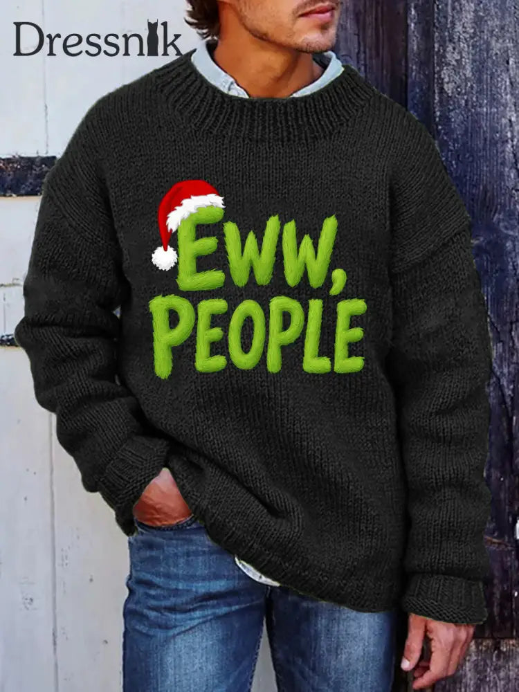 Männer Weihnachten Eww Menschen Imitation Pullover Schwarz / S