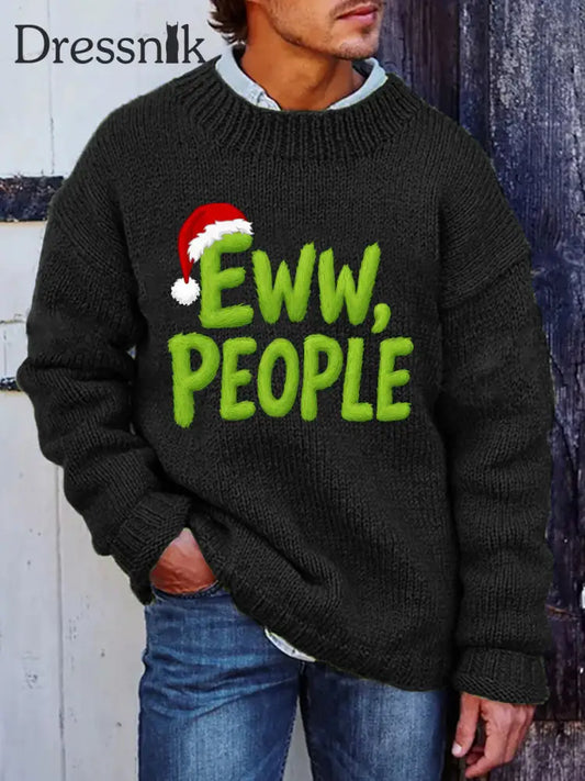 Männer Weihnachten Eww Menschen Imitation Pullover Schwarz / S