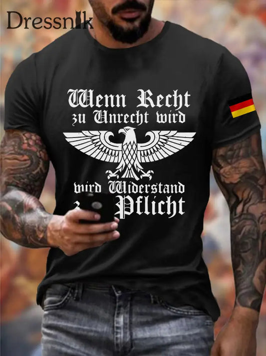 Männer Wenn Recht zu Unrecht wird Print T-Shirt Schwarz / S