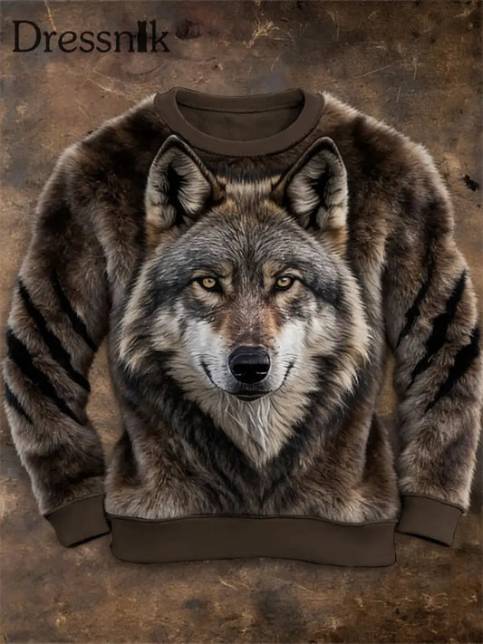 Männer Western Wolf Flanell Hoodie als bild / S