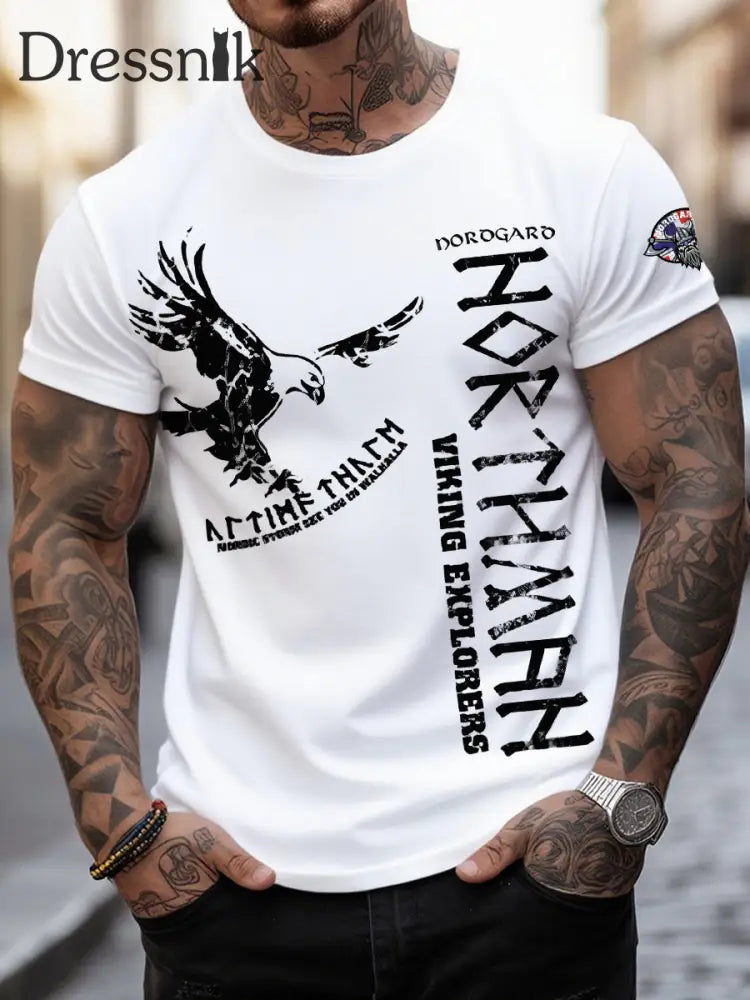 Männer Wikinger Adler T-Shirts Weiß / S
