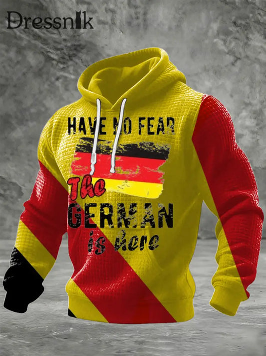 Männer witzig ’Haben Sie keine Angst der Deutsche ist hier’ Waffel-Knit-Hoodie mehrfarbig / S