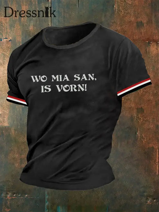 Männer Wo mia san ist Vorn T-Shirt Schwarz / S