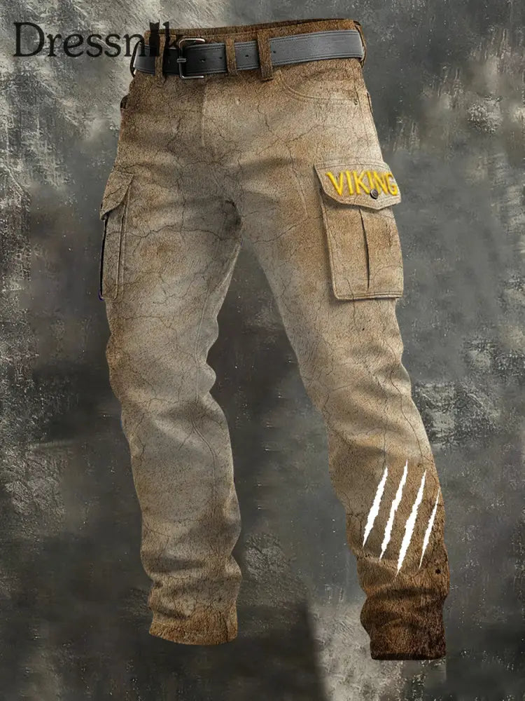 Mark Cargo hosen für Männer in Not geratene Tan ’VIKING’-Klange mehrfarbig / S