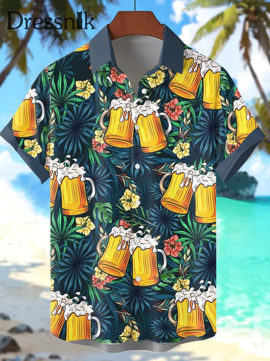 Men’s Beer Print Short Sleeve Shirt As picture / S