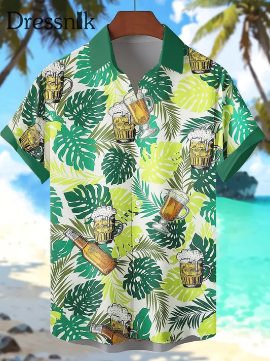 Men’s Beer Print Short Sleeve Shirt As picture / S