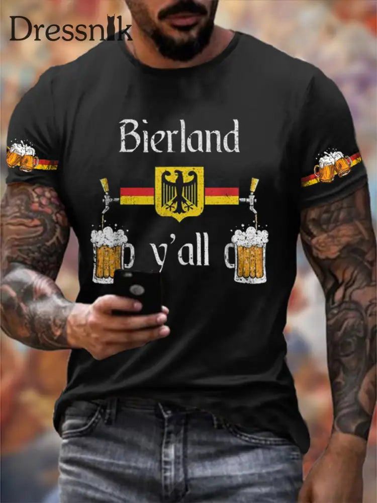 Men’s Bierland Y’all Printed Short Sleeve T-Shirt Black / S
