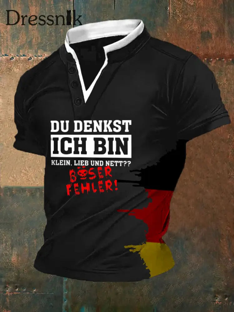 Men’s Du Denkst Ich Bin Klein Lieb Und Nett - Böser Fehler Printed Short Sleeve T-Shirt Black / S