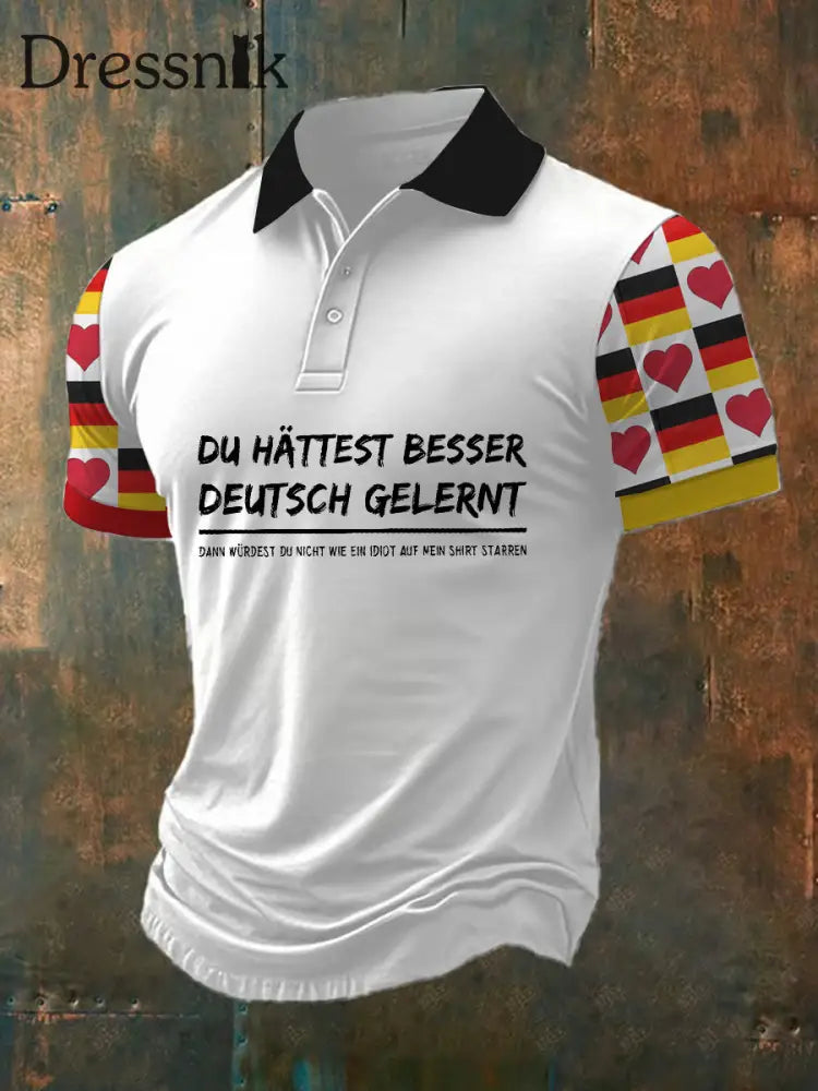Men’s Du Hattest Besser Deutsch Gelernt Print Polo Shirt White / S