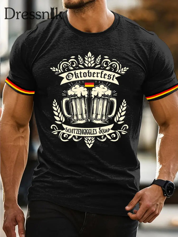Men’s German Beer Day Print T-Shirt Black / S
