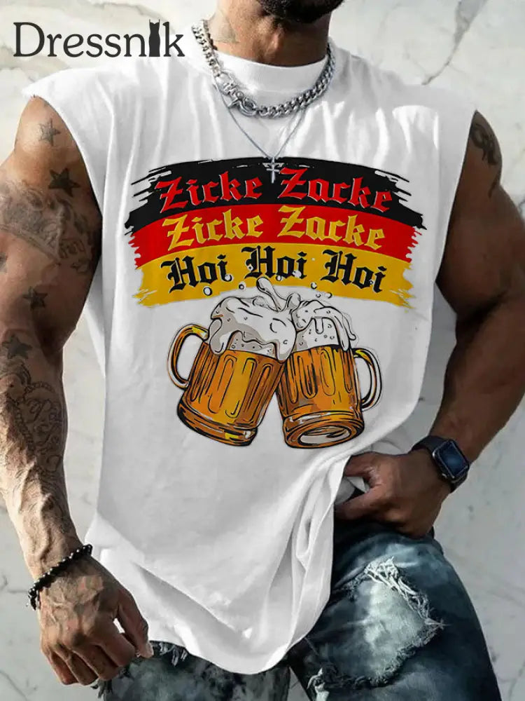 Men’s German Beer Day Printed Vest White / S