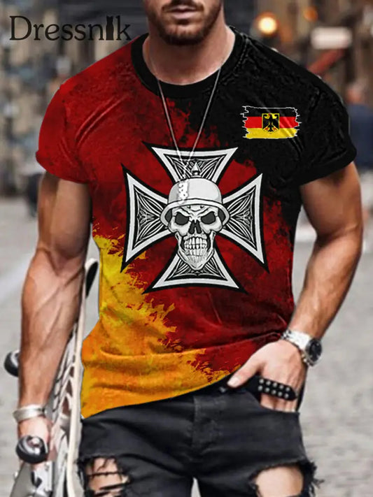 Men’s German Iron Cross Knight Print T-shirt As picture / S