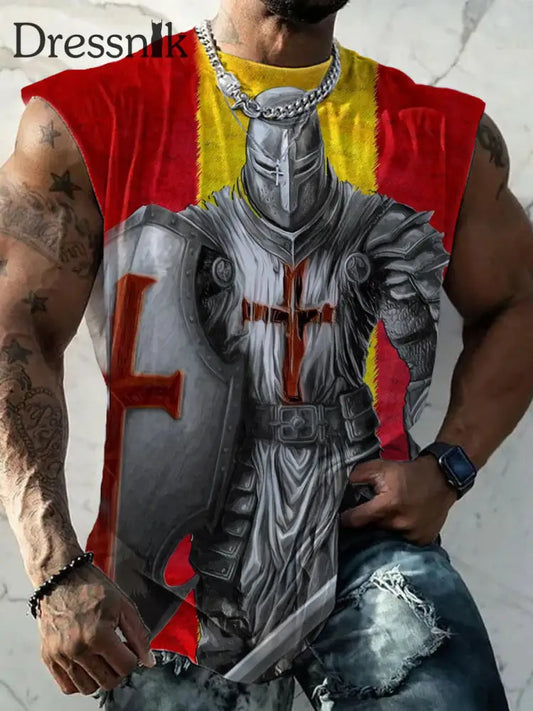 Men’s German Iron Cross Knight Print Vest As picture / S