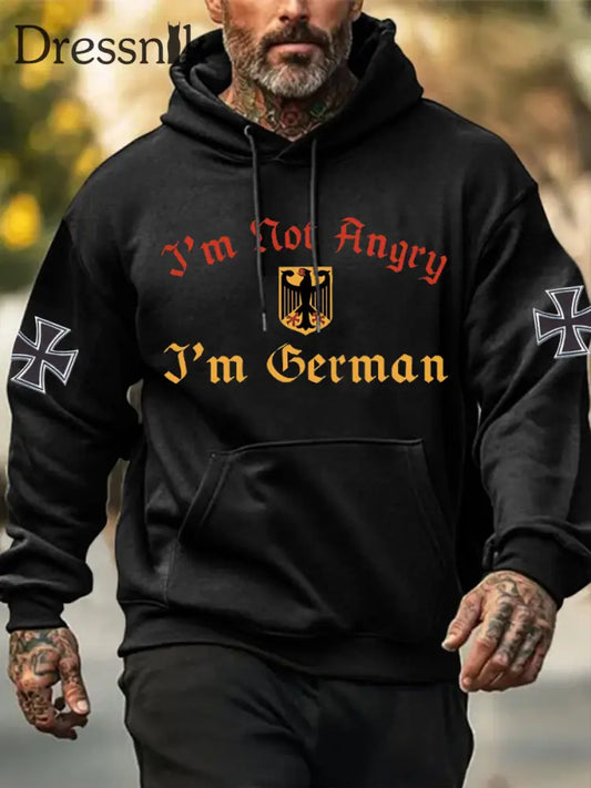 Men’s I’m Not Angry I’m German Print Hoodie Black / S