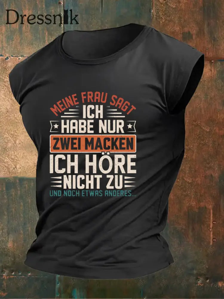Men’s Meine Frau Sagt Ich Habe Nur Zwet Macken Printed Vest Black / S