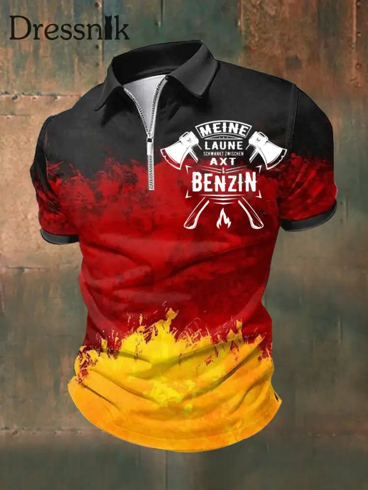 Men’s Meine Laune Schwankt Zwischen Axt Und Benzin Printed Short Sleeve Polo Shirt As picture / S