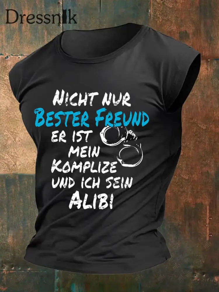 Men’s Nicht Nur Bester Freund Auch Komplize Alibi Printed Vest Black / S