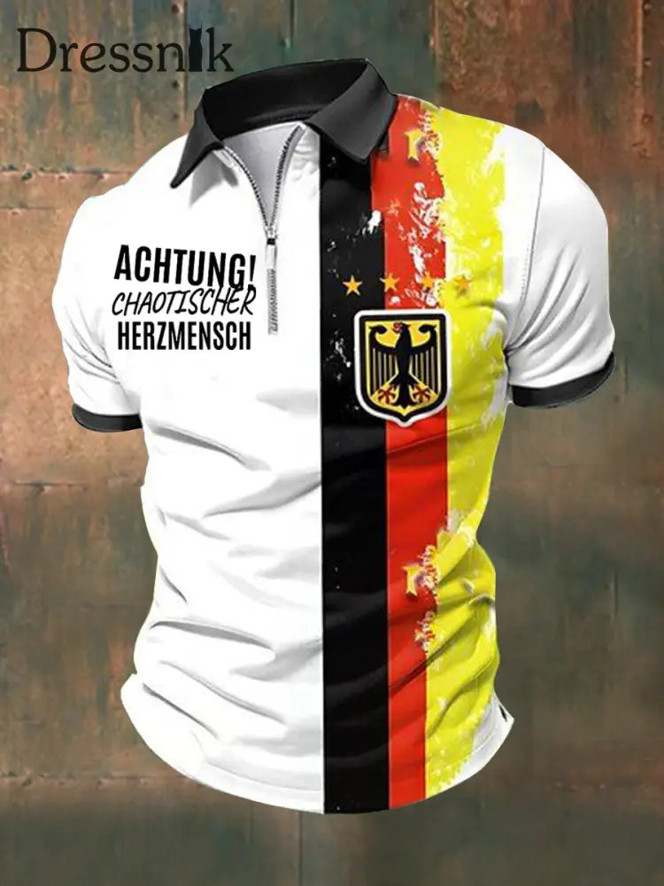 Men’s Short-sleeved Polo Shirt With Herzmensch Print White / S