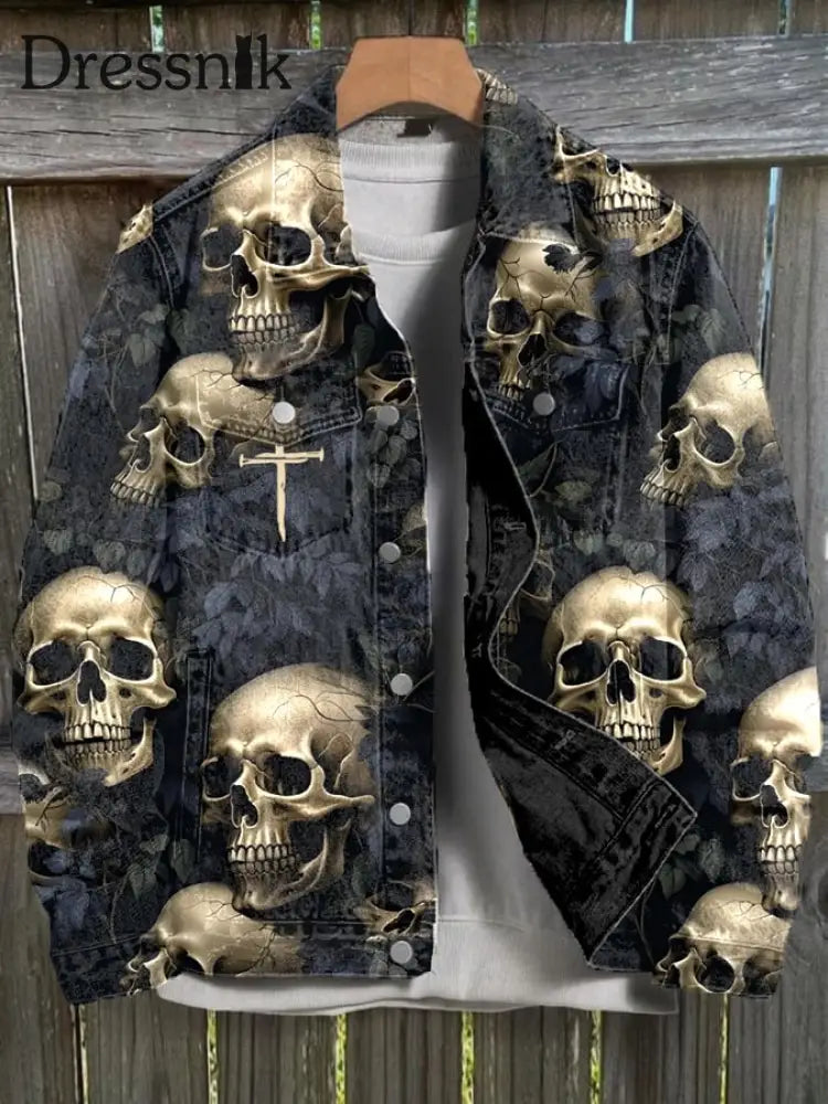 Men’s Vintage Dark Skull Print Jacket As Shown / M Bestseller