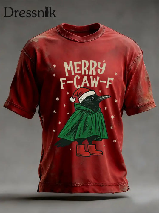Merry F-Caw-F Weihnachts-T-Shirt für Herren Rot / S