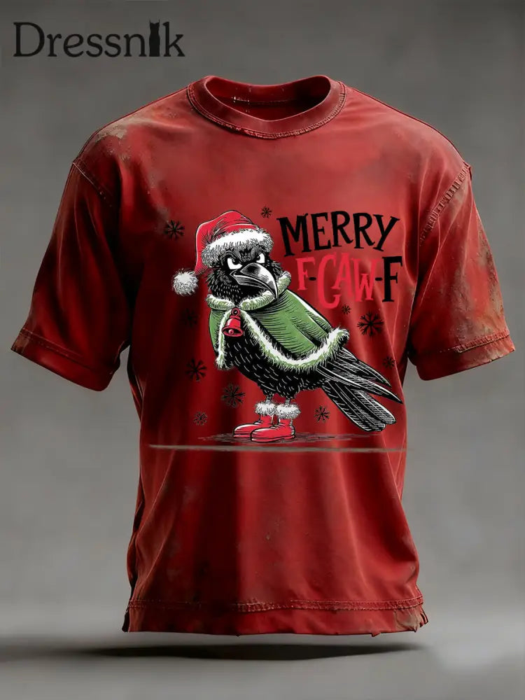 Merry F-Caw-F Weihnachts-T-Shirt für Herren Rot / S
