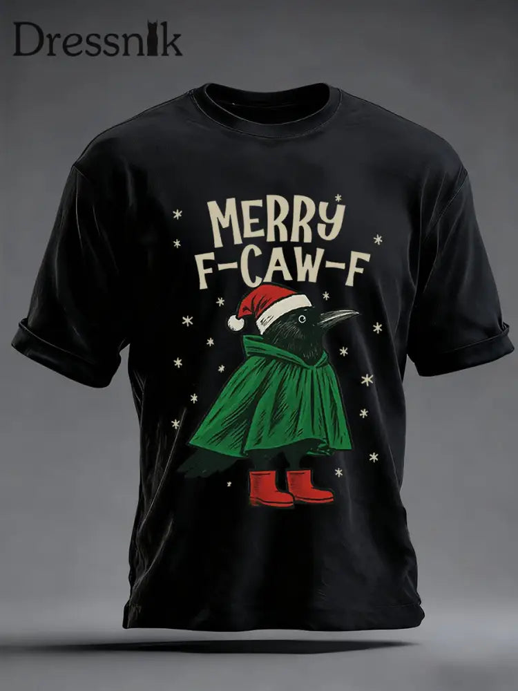 Merry F-Caw-F Weihnachts-T-Shirt für Herren Schwarz / S