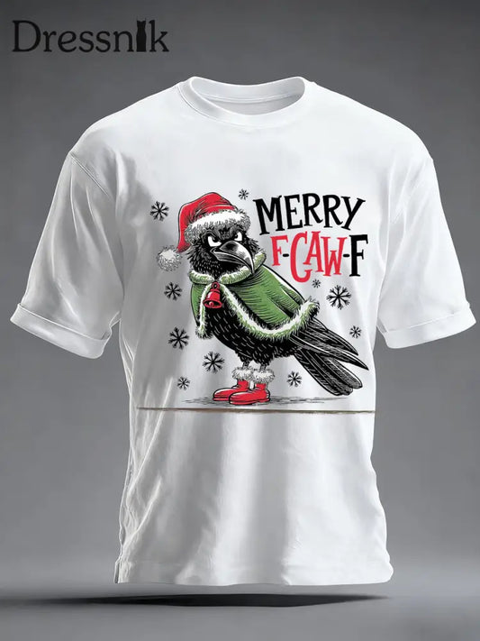 Merry F-Caw-F Weihnachts-T-Shirt für Herren Weiß / S