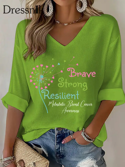Met astas ierter Brustkrebs Bewusstseins druck für Frauen lässig T Shirt Grün / S