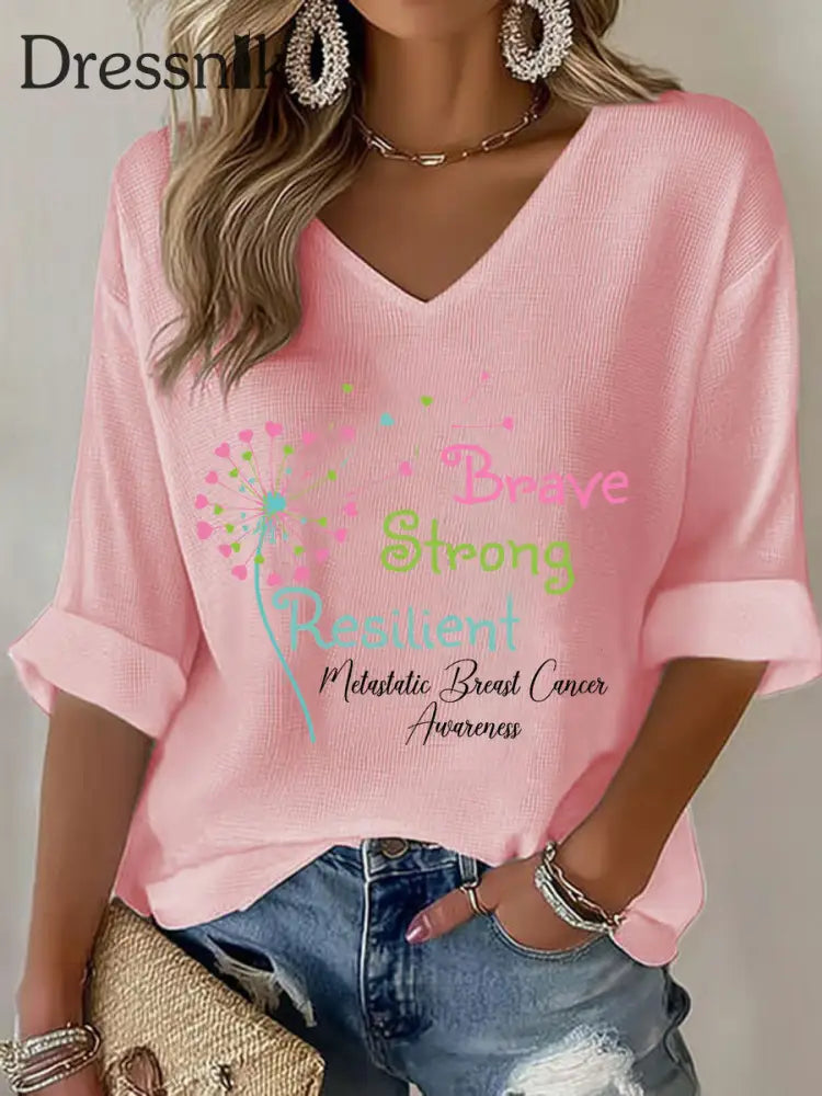 Met astas ierter Brustkrebs Bewusstseins druck für Frauen lässig T Shirt Rosa / S