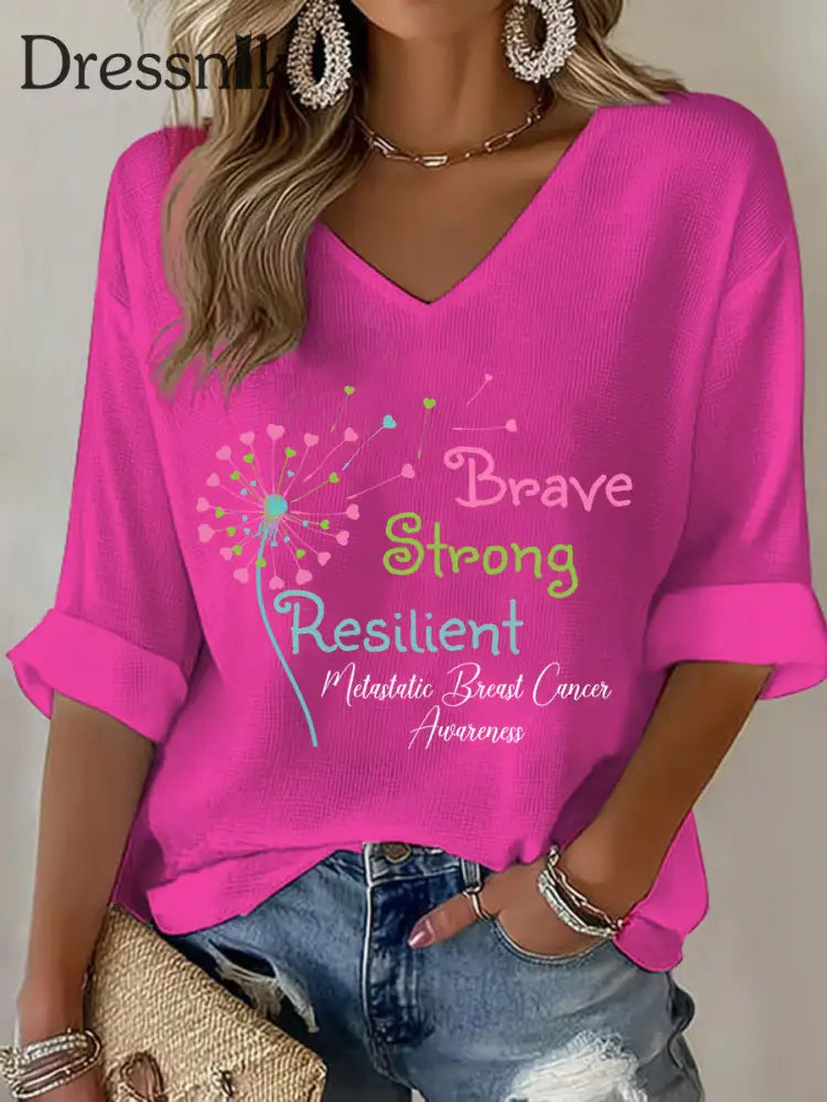 Met astas ierter Brustkrebs Bewusstseins druck für Frauen lässig T Shirt Rosenrot / S